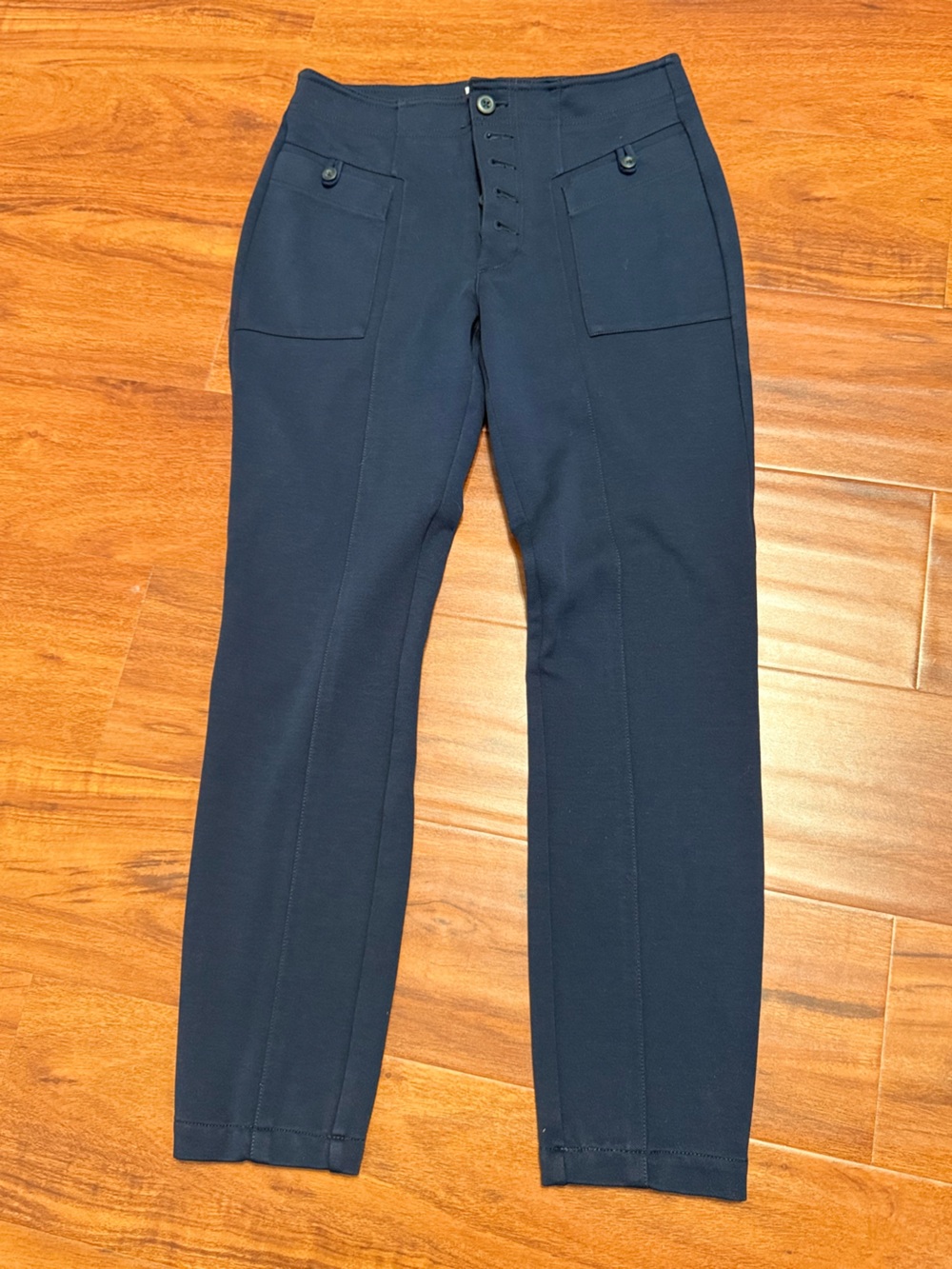 Anthropologie Dark Navy Slim Straight Trousers